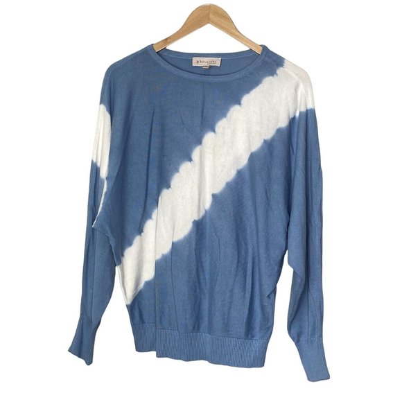Philosophy Women’s Tie Dye Sweater Reef Blue Pullover Crew Neck Size Large - Picture 1 of 10